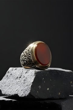 Akik Taşlı Sarmaşık Model Gümüş Yüzük