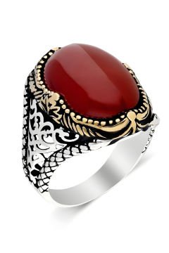 Akik Taşlı Gümüş Erkek Yüzük