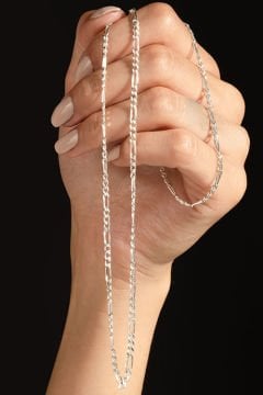 Figaro Model Gümüş Zincir 3,10 mm Genişlik