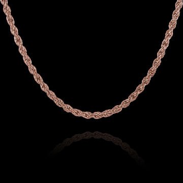 Halat Model 3,00 Milimetre Gümüş Zincir Kolye 55 Cm - Rose Rengi