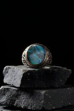 Okyanus Sedefi Taşlı Sarmaşık Model Gümüş Yüzük