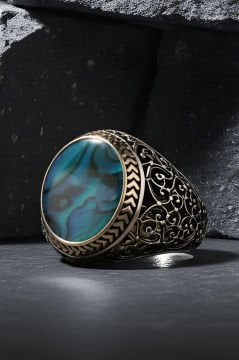 Okyanus Sedefi Taşlı Sarmaşık Model Gümüş Yüzük