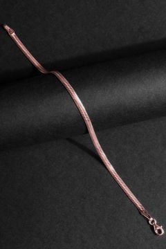 Yassı Yılan Model Gümüş 3,15 mm Genişlik Bileklik 16 Cm - Rose Rengi