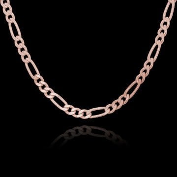 Figaro Model Gümüş Zincir 3,10 mm Genişlik 50 Cm - Rose Rengi