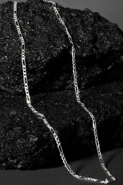 Figaro Model Gümüş Zincir 3,10 mm Genişlik 60 Cm - Gümüş Rengi