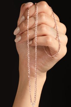Figaro Model Gümüş Zincir 3,10 mm Genişlik 60 Cm - Rose Rengi