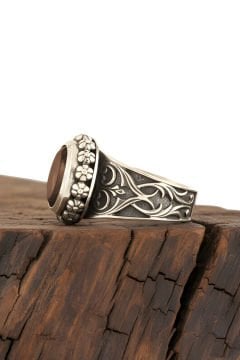 Akik Taşlı El İşi Gümüş Yüzük