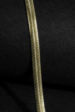 Yassı Yılan Model Gümüş 3,15 mm Genişlik Bileklik 21 Cm - Altın Rengi
