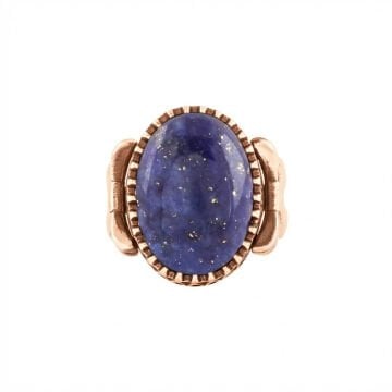 Kurdele Model Lapis Lazuli Taşlı El İşi Yüzük 20 - Rose Rengi