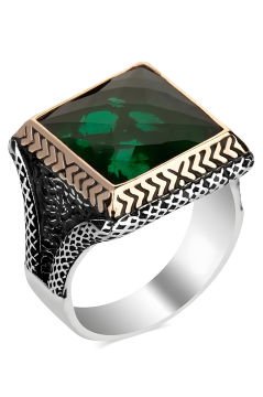 Yeşil Zirkon Taşlı Gümüş Yüzük