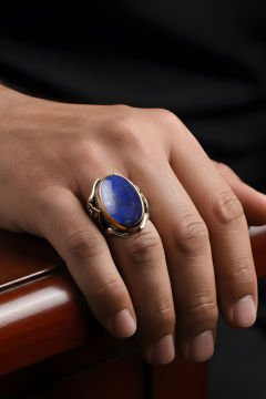 Lapis Taşlı Tuğra Desenli Zambak Model Yüzük