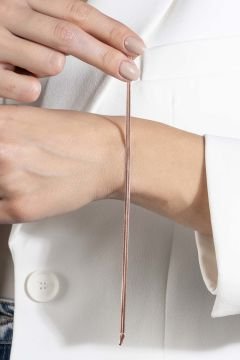 Yassı Yılan Model Gümüş 3,15 mm Genişlik Bileklik 22 Cm - Rose Rengi