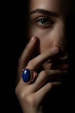 Kurdele Model Lapis Lazuli Taşlı El İşi Yüzük 23 - Rose Rengi