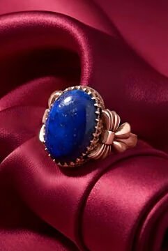 Kurdele Model Lapis Lazuli Taşlı El İşi Yüzük 23 - Rose Rengi