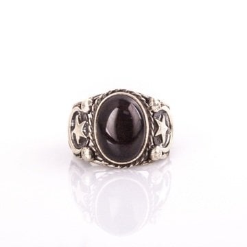 Oniks Taşlı El İşi Gümüş Yüzük