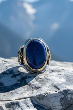 Lapis Taşlı Tuğra Desenli Zambak Model Yüzük