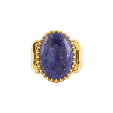 Kurdele Model Lapis Lazuli Taşlı El İşi Yüzük 15 - Altın Rengi