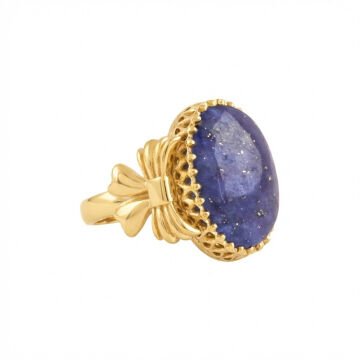 Kurdele Model Lapis Lazuli Taşlı El İşi Yüzük 16 - Altın Rengi