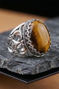 Kaplangözü Taşlı Özel Tasarım El İşçiliği Erkek Gümüş Yüzük