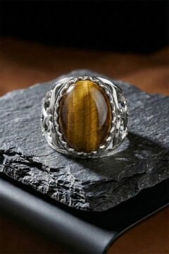 Kaplangözü Taşlı Özel Tasarım El İşçiliği Erkek Gümüş Yüzük