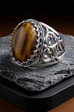 Kaplangözü Taşlı Özel Tasarım El İşçiliği Erkek Gümüş Yüzük