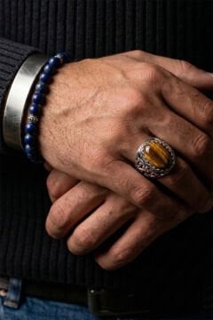 Kaplangözü Taşlı Özel Tasarım El İşçiliği Erkek Gümüş Yüzük