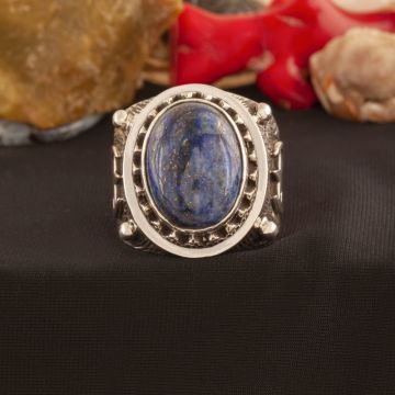 Lapis Lazuli Taşlı El İşi Gümüş Yüzük