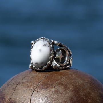 Yosunlu Akik Taşı El İşi Gümüş Yüzük