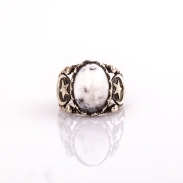 Yosunlu Akik Taşı El İşi Gümüş Yüzük