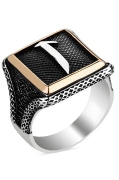 Kare Model Elif Harfli Gümüş Yüzük