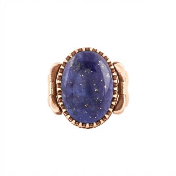 Kurdele Model Lapis Lazuli Taşlı El İşi Yüzük 13 - Rose Rengi
