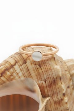 Sedef Taşlı El İşi Gümüş Yüzük 18 - Rose Rengi