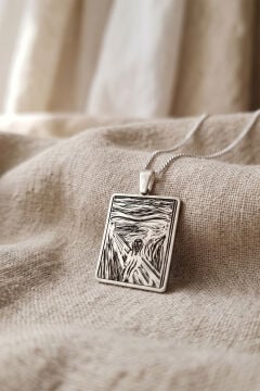 Edvard Munch Çığlıl Tablosu Model 925 Ayar Gümüş Kolye