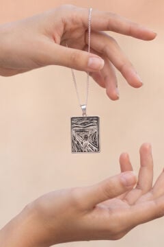 Edvard Munch Çığlıl Tablosu Model 925 Ayar Gümüş Kolye