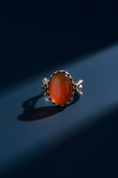 Lale Model Akik Taşlı El İşi Gümüş Yüzük