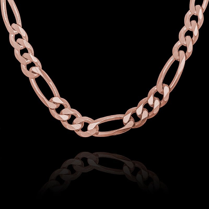 Figaro Model Gümüş Zincir 5,50 mm Genişlik 65 Cm - Rose Rengi