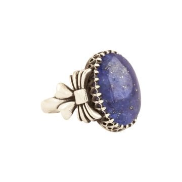 Kurdele Model Lapis Lazuli Taşlı El İşi Yüzük 20 - Gümüş Rengi