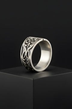 Gravür Desen İşlemeli Baş Parmak Zihgir Yüzüğü