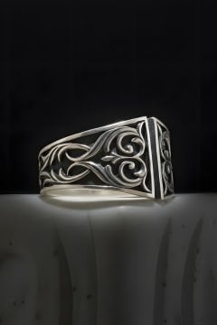 Gravür Desen İşlemeli Baş Parmak Zihgir Yüzüğü