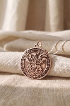 Anka Kuşu Model 925 Ayar Gümüş Kolye Rose Rengi