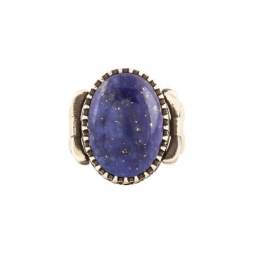 Kurdele Model Lapis Lazuli Taşlı El İşi Yüzük 23 - Gümüş Rengi