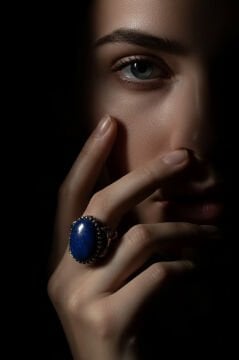 Kurdele Model Lapis Lazuli Taşlı El İşi Yüzük 25 - Gümüş Rengi