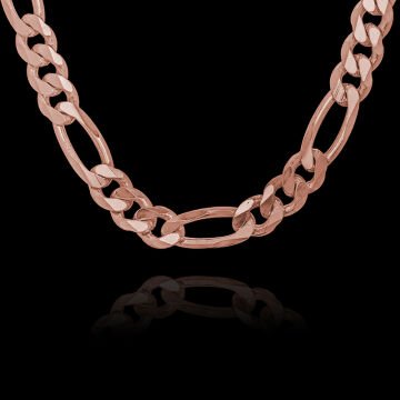 Figaro Model Gümüş Zincir 6,20 mm Genişlik 65 Cm - Rose Rengi