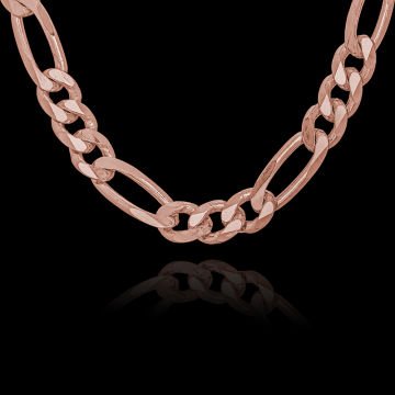 Figaro Model Gümüş Zincir 6,60 mm Genişlik 60 Cm - Rose Rengi