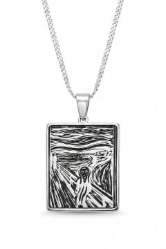Edvard Munch Çığlıl Tablosu Model 925 Ayar Gümüş Kolye Gümüş Rengi
