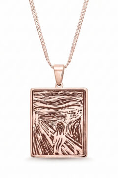 Edvard Munch Çığlıl Tablosu Model 925 Ayar Gümüş Kolye Rose Rengi