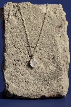 Doğal Ay Taşı Taşlı Minimal Gümüş Kadın Kolye Gümüş Rengi