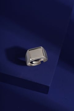 Minimal Model Kare Ayarlanabilir Gümüş Yüzük