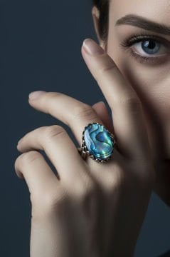 Lale Model Okyanus Sedefi Taşlı El İşi Yüzük