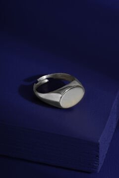 Minimal Model Oval Ayarlanabilir Gümüş Yüzük Gümüş Rengi